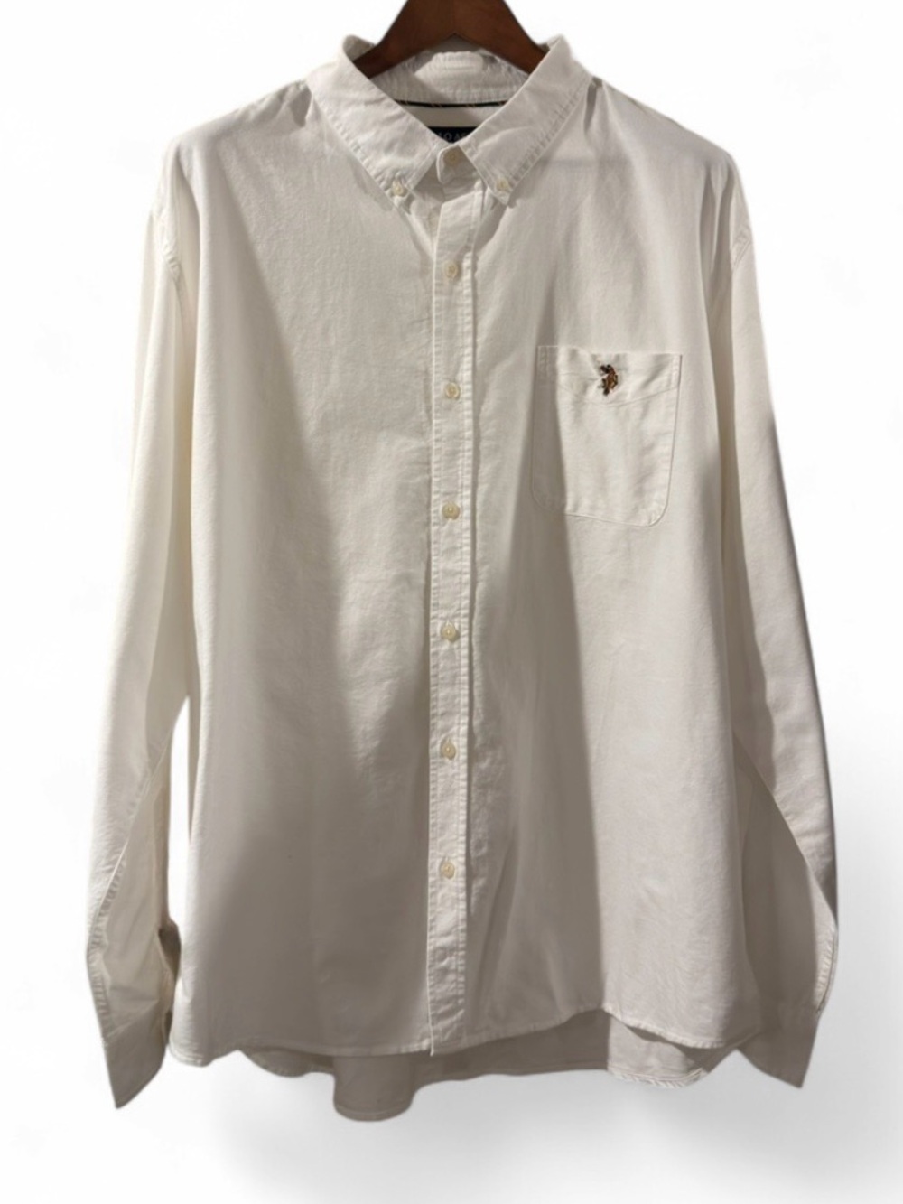 U.S. Polo Assn. Men’s White Long-Sleeve Oxford Button-Down Pocket Shirt Size 3XL